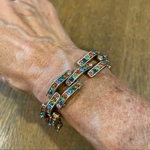 J Crew Chevron Chain Bracelet Channel Clasp Multi Color